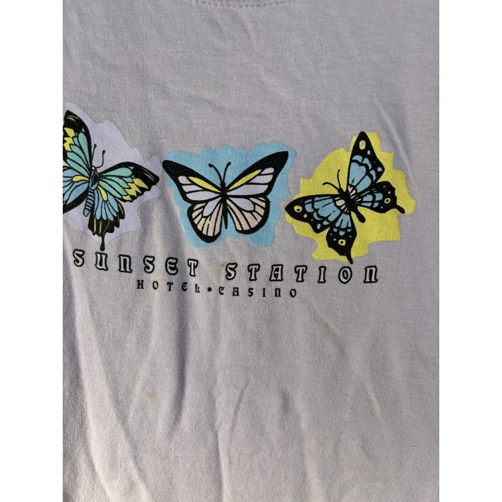 Vintage Anvil Women's Shirt XL Sunset Station Hotel Casino Butterflies 3154